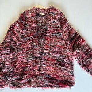 Lily White Mohair Knit Cardigan Multicolor Red Grunge Punk Rock size M/L